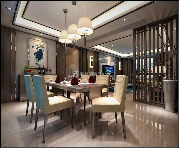 上河湾现代简约158平四居室餐厅装修案例