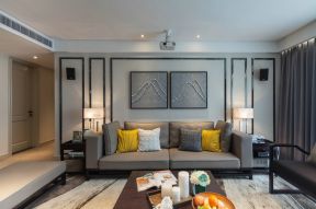 保利嘉福领秀山130平米三居现代沙发背景墙装修设计效果图