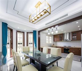 丽江豪庭260平米三居室新中式风格餐厅吊顶装修设计效果图