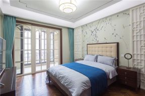 丽江豪庭260平米三居室新中式风格卧室背景墙装修设计效果图