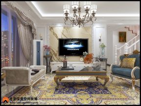 联发欣悦欧式风格复式楼客厅电视柜设计效果图