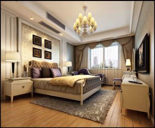 西湖观邸136平欧式风格卧室地毯装修设计效果图
