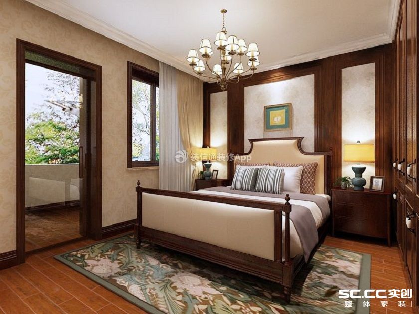 别墅270平美式风格卧室装修效果图片大全