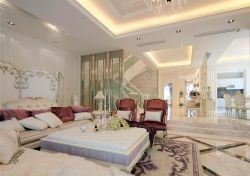 350平田园风格别墅客厅地毯装饰设计效果图