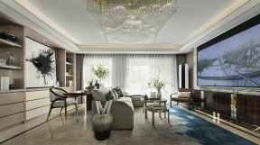 御景龙湾新中式风格三居客厅水晶灯设计装修图片