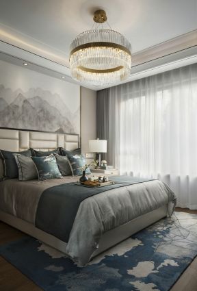 御景龙湾新中式风格三居卧室地毯效果图赏析