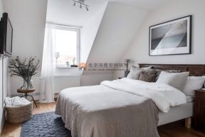 地王公馆北欧风格卧室床头背景墙设计效果图