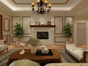 华润凯旋门143平现代风格室内木质茶几装修设计图