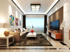 120平三居室现代风格客厅装修效果图片大全