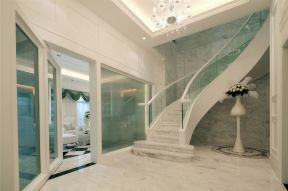 350平田园风格别墅室内楼梯玻璃扶手装修设计图