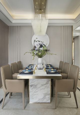 御景龙湾新中式风格三居餐厅水晶灯设计效果图