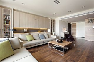 保利江上明珠120平现代新房客厅家具沙发摆放图