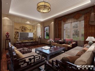 360平别墅中式风格客厅装修效果图片大全