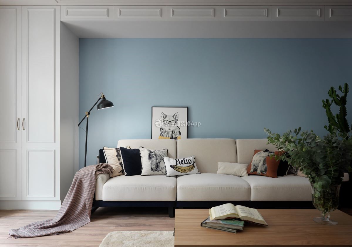 布洛可105平米三居室温馨沙发背景墙装修设计效果图
