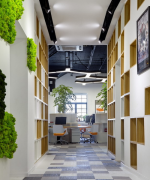 210平米财务公司办公室现代风格走廊吊顶装修设计效果图