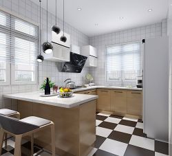 现代风格89平米两居室厨房装修效果图片欣赏