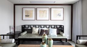 文儒德213平米中式风格客厅沙发背景墙装修设计效果图欣赏