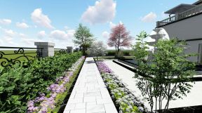 花都南航碧华园865平米新中式风格别墅花园装修设计效果图