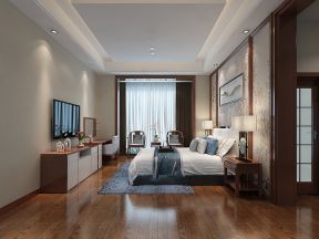 雅居乐滨江国际新中式220平大平层卧室装修案例