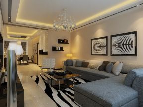 伟峰东樾200平米四居室现代风格沙发背景墙装修设计效果图