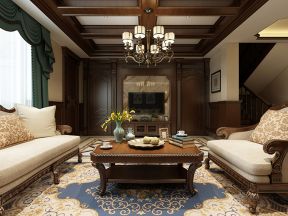 美式别墅客厅装修效果图大全 美式别墅客厅图片