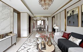 金辉世界城145平新中式客厅家具摆放设计效果图