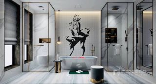 硅谷别墅现代风格卫生间整体淋浴房设计效果图