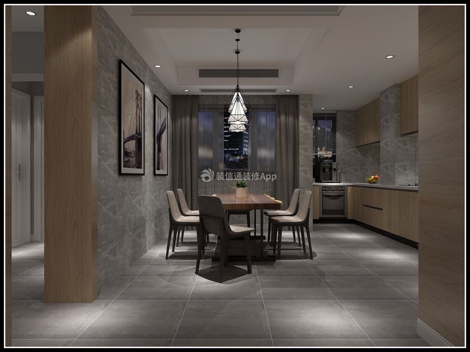 长乐苑现代120平三居室餐厅装修案例