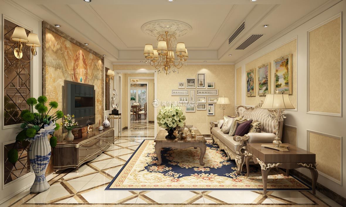 沁春园欧式180平大平层客厅装修案例