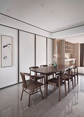 明珠皇冠135平米四居室新中式风格餐厅装修设计效果图