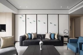 明珠皇冠135平米四居室新中式风格沙发背景墙装修设计效果图