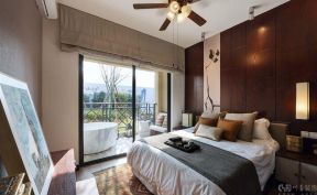 棠湖泊林城106平方米新中式卧室阳台装修效果图