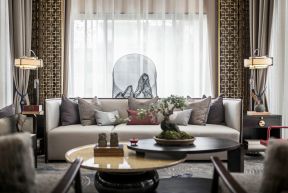 108平新中式风格客厅沙发茶几装修设计图一览