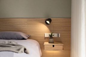 联想科技城122㎡三居日式风卧室台灯装修设计效果图