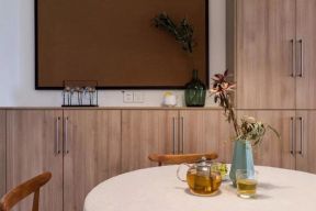 贵居苑90平米三居室日式餐厅背景墙装修设计效果图
