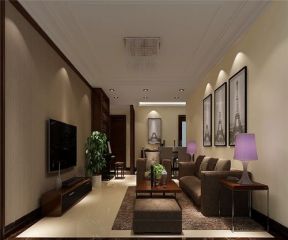 汉口秀园130平米三居室中式风格客厅装修设计效果图