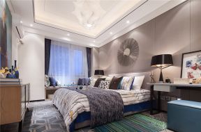滨江国际两居98平现代风格卧室床头背景墙圆形装饰设计
