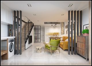 嘉福公寓现代简约50平跃层客厅装修案例