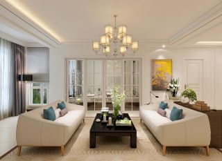 天朗蔚蓝东庭115平米三居室现代简约风格客厅装修设计效果图