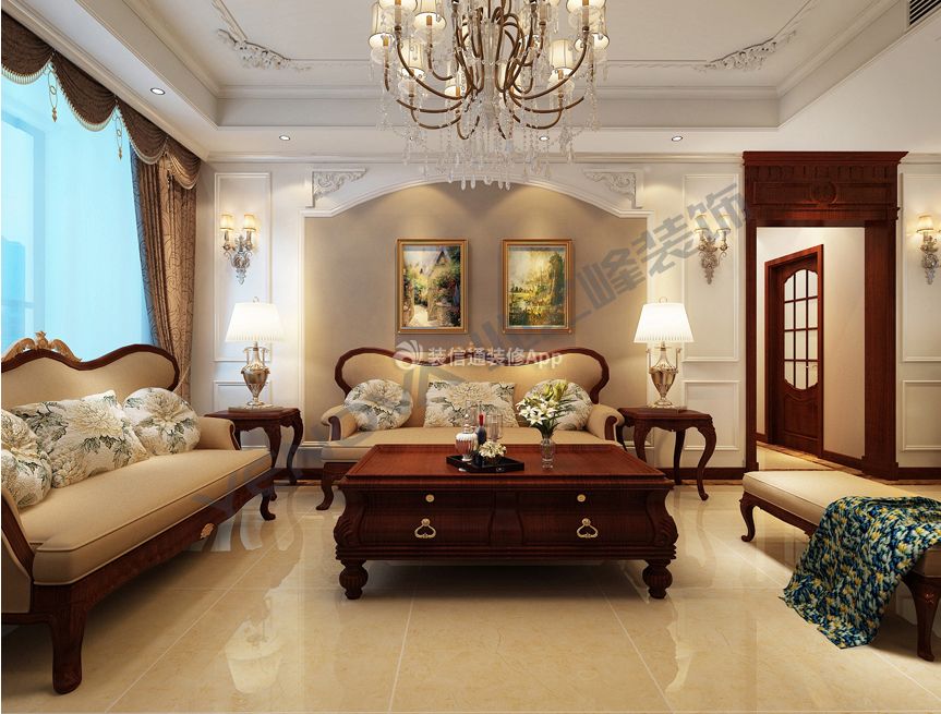 华信家园150平欧式风格客厅装修效果图