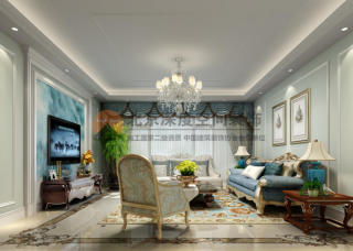 安厦世纪城欧式风格大户型客厅地毯装修设计图