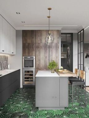 东山雅苑102平简欧风格厨房地板砖设计效果图片
