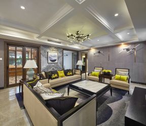 苹果园129平中式风格大户型客厅沙发摆放设计图