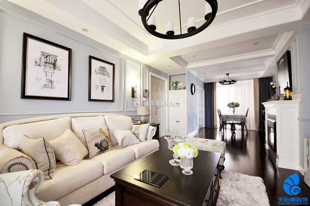 美式风格80平米两居室客厅装修效果图片