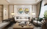 380平新中式风格别墅沙发背景墙装潢设计图欣赏