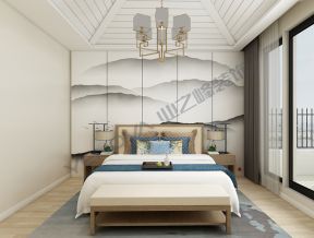 中南山海湾165平新中式风格卧室装修效果图