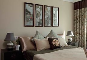 中式风格107平三居室卧室装修效果图片大全