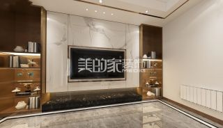 380平新中式风格别墅客厅电视墙装潢设计图