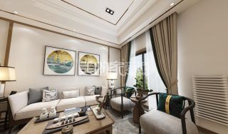 380平新中式风格别墅客厅家具沙发装修装潢设计图