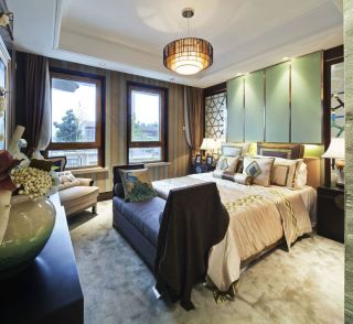 恒大御龙天峰120㎡新中式三居室卧室装效果图